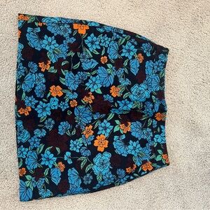 LOFT Blue and Orange Floral Mini Skirt